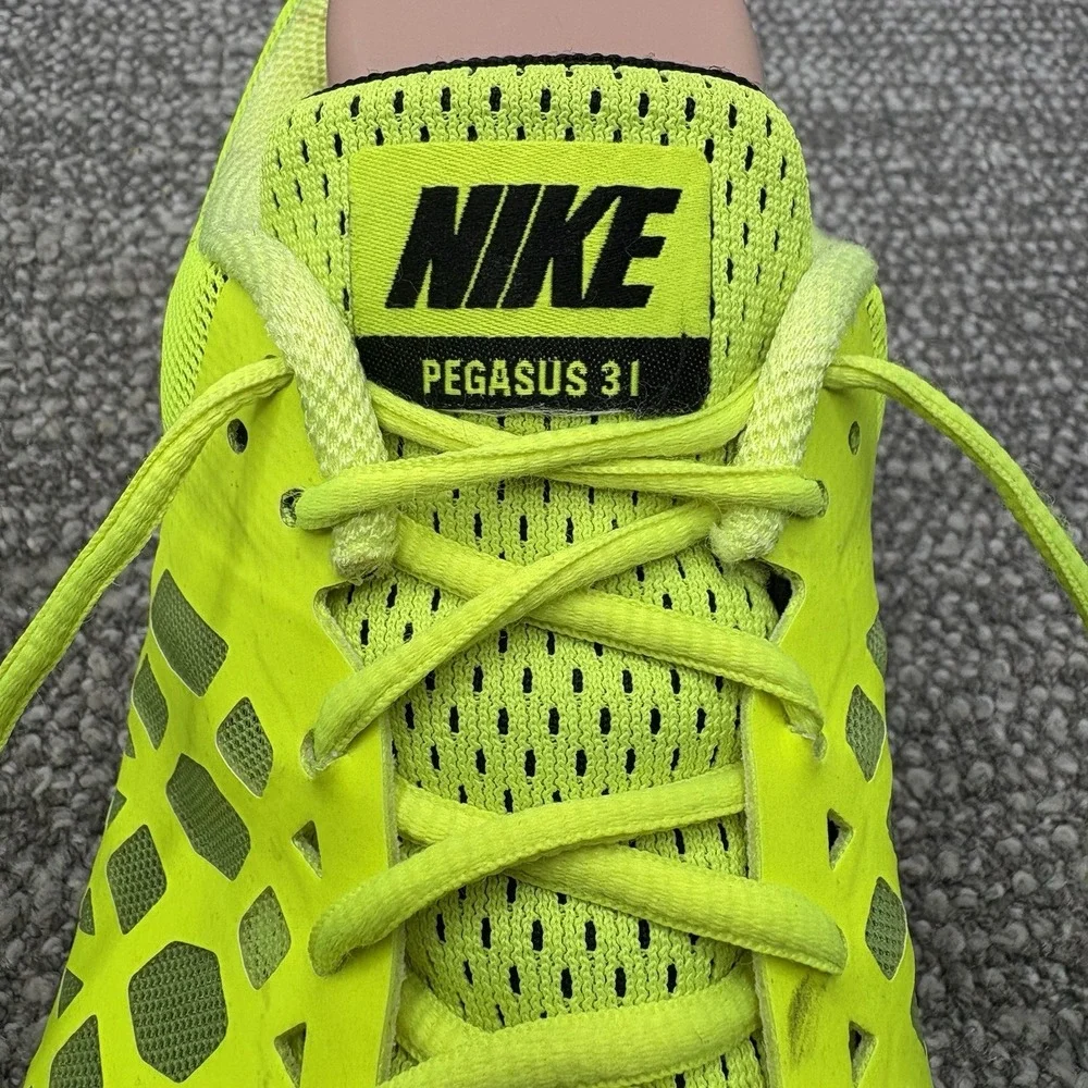 Nike Zoom Pegasus 31 652925-700 Mens‎ 11.5 Running Shoes Volt Black Mesh Sneaker